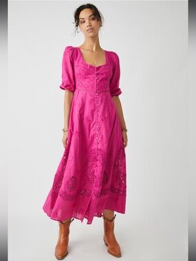 Free People Lisa Lace Midi Dress/ used once.